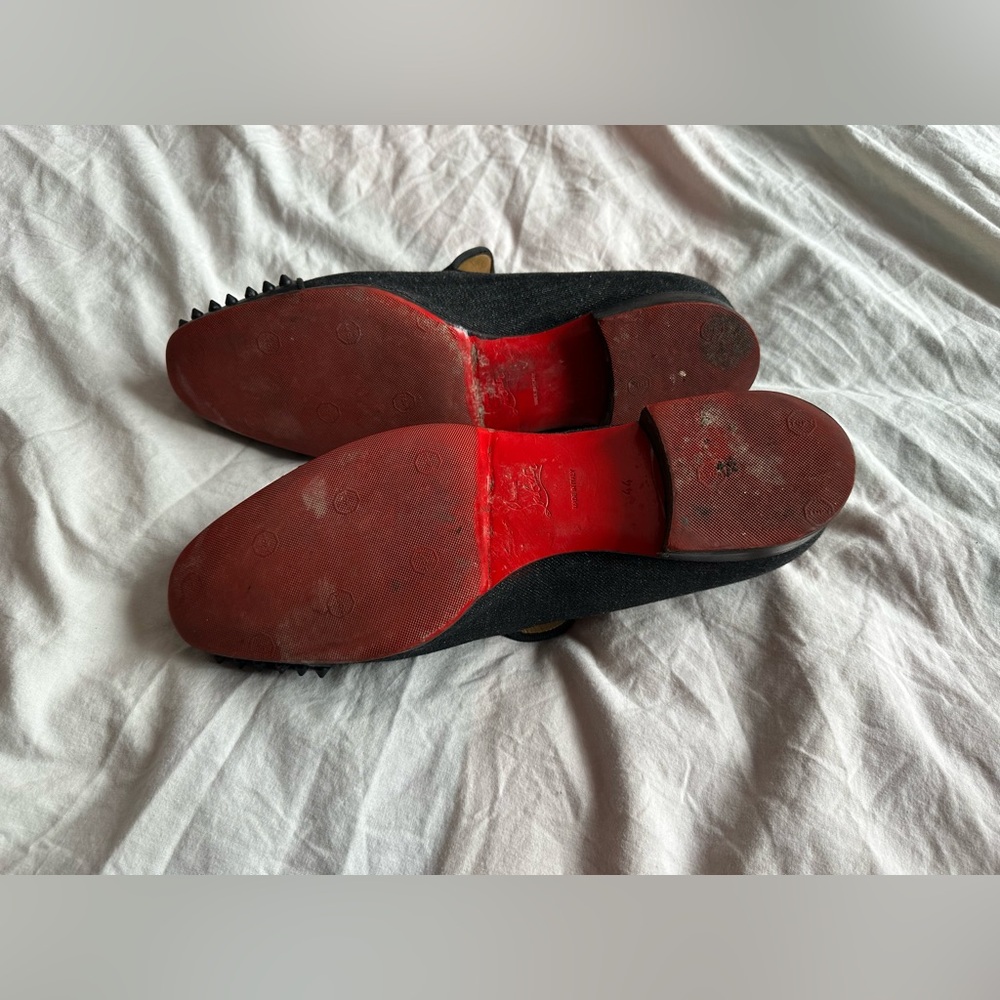 Christian Louboutin Dandelion Spikes Loafers Black Denim Studded Slip On EU 44 - Picture 8 of 10